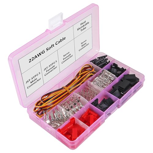 RC Servo Connector Kits Male Female Servo Plug Male Female Connector Crimp Pin Cable Kit Compatible JST SYP Futaba for Hitec Spektrum RC