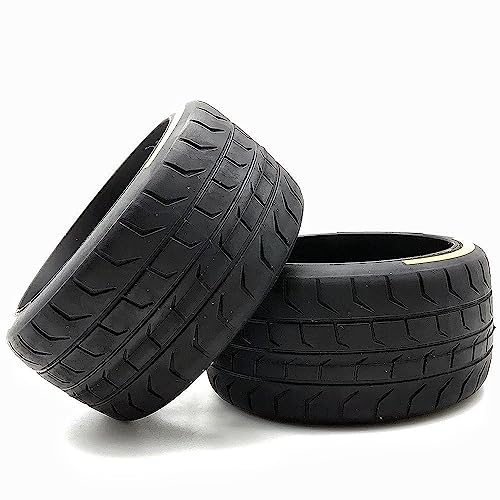 1/8 Scale RC Car Road Tires, 2 Pcs RC Car On Road tire Set with 17mm Hex RC Racing Car Wheel with Rim hub for 1/8 RC Racing Car Accessories (Color : 2 PCS Yellow Back) - color: 2 Pcs Yellow Back