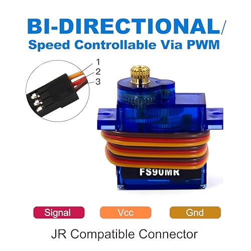 FEETECH FS90MR 360 Degree Micro Servo 9g, Small Metal Gear Continuous Rotation Servo Motor MG90 Mini Servos for Arduino RC Helicopter Airplane Car Robot Controls - size: 360°-FS90MR-C001