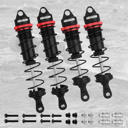 RC Car Shock Absorbers, 130mm Rear Shocks 110mm Front Shocks Set | Adjustable Shocks Compatible with 1/8 Arrma Typhoon 6S Redcat FS/ZD Racing Buggy Truggy Replacement Parts (Black) - color: Black (2F+2R)
