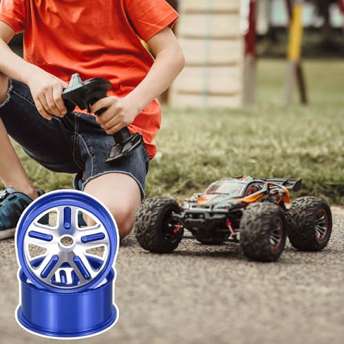 MECCANIXITY 4Pcs RC Car Wheel Rims, 20.5mm Dia 5-Spoke Blue Aluminum Alloy Wheel Rims Hex Hub for HSP RC Drift Racing Touring Car - color: Blue, size: 20.5mm Dia