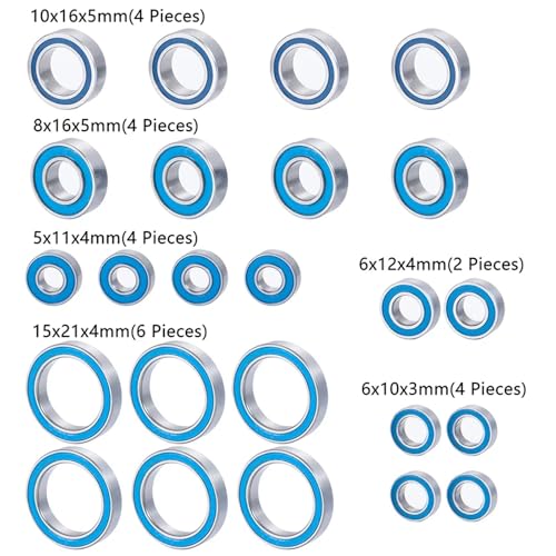 Double Rubber Seal for Axial for Yeti XL for RTR RC Crawler Car Upgrade Parts Ball Bearing 24PCS/Set Rubber Sealed Bearings