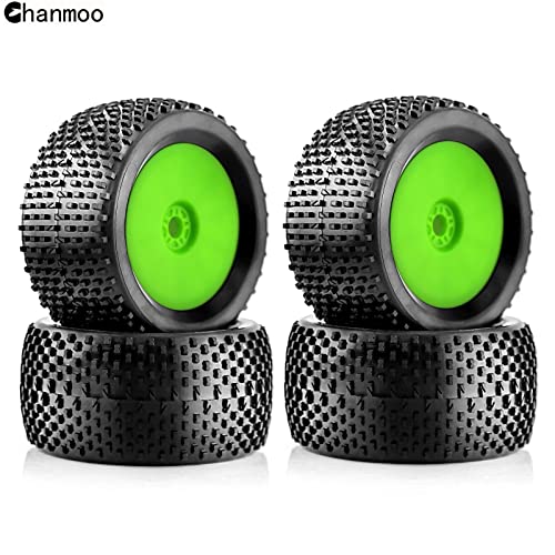 1/8 RC Off Road Racing Truck Tires And Wheels 17mm Hex Rubber Buggy Tyres OD 140mm For 1:8 Scale Monster Truck Car Arrma Typhon 6S Talion 4WD HPI HSP BAZOOKA CAMPER Kyosho TRAXXAS 4PCS (Green) - color: Green