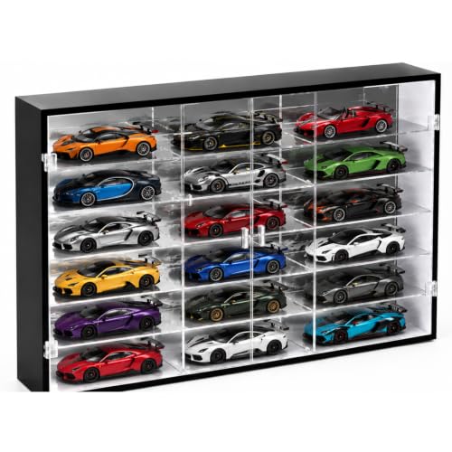 Juexica 1: 24 Clear Acrylic Toy Car Display Case 18 Grids Toy Race Car Display Show Box Diecast Case Wall Mounted Vehicles Shelf for Storage, Christmas Mini Model Figure Lover Gifts - size: 18 Grids