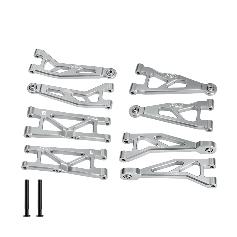 GPM 7075-T6 Alloy Front & Rear Suspension Arms Kit For 1/16 Mini Kraton 3S Dsc 4X4 Rtr Brushless Speed Truck-Ara2508S (Silver) - color: Silver