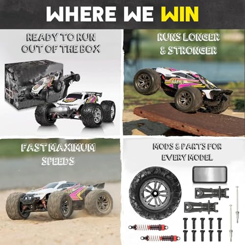 4x4 RC Cars for Adults 48kmh High-Speed - 1:12 Scale Large Waterproof Remote Control Truck, Offroad Electric Monster Car, 2 Batteries 30+ Min Play, All Terrain
