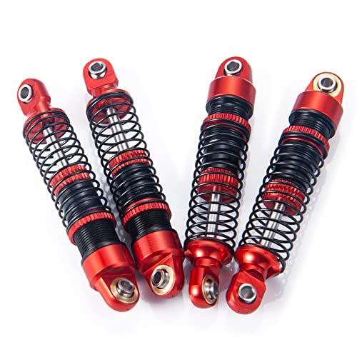 RCLIONS 1/18th RC Shocks Adjustable Absorber Damper for TRX4M 1:18th RC Crawler Car Upgrades (Red) - color: Red
