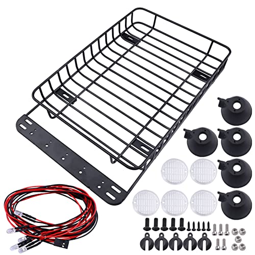 RC Body Reamer w/Curved & Straight Scissors & RC Roof Rack Luggage with LED Lights Set for TRX-4 Axial SCX10 Redcat Gen 8