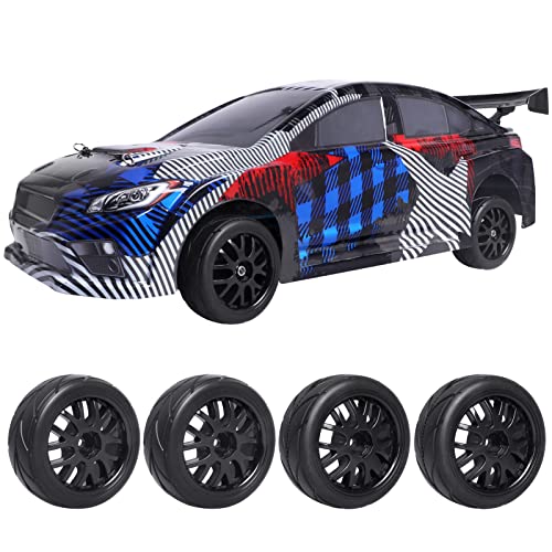 12mm Hex 1/10 On-Road Tires & Wheels – 65mm Soft Compound Set with Foam Inserts for Traxxas 4-Tec 2.0 Tamiya TT02 TT01 Drift Cars (4PCS, Unmounted)