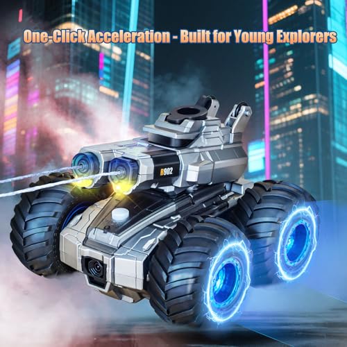 Remote Control Car, Amphibious Monster Truck Toys, RC Boat with Water Gun, Gesture Sensing RC Stunt Car for 120 Mins Play, Remote Control Boat for Kids 6 7 8 9 10 11 12+ Year Birthday