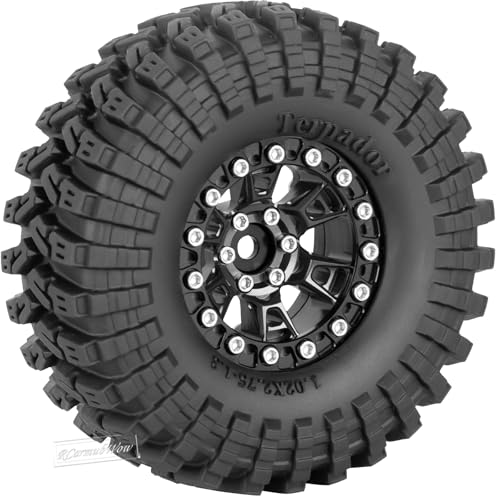RC 1.3 Beadlock Wheels and Tires Single & Dually for 1/18 TRX4M Ascent-18,1/24 SCX24 FCX24 RC Crawler Car,Aluminium & Brass 1.3 Rims w/All Terrain Rubber Tire,4pcs,Black w/Black - color: Black(4pcs)