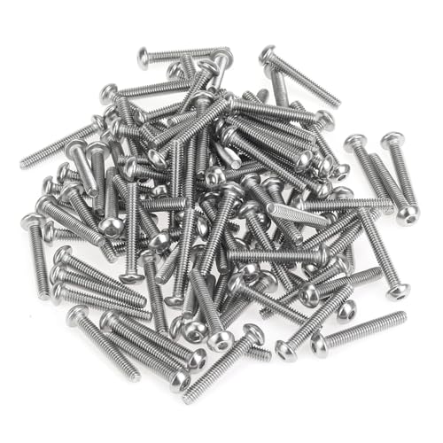 105 Pieces M2.5 x 16mm Button Head Socket Cap Screws, Thread Pitch 0.45mm, Sutemribor M2.5 Screws, 304 Stainless Steel, Fully Threaded, Silver - size: M2.5 x 16mm, style: Button Head