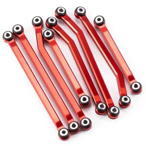 8Pcs High Clearance Chassis Linkage Kit for 1/18 Redcat Ascent | Aluminum Steering Link Set,RC Upgrade Parts - style: Red