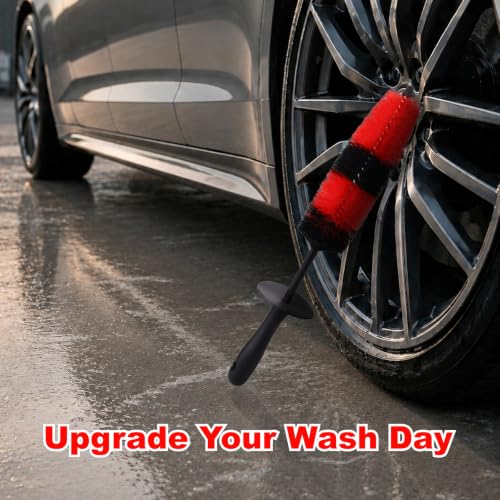 Wheel Brush Soft Bristle Car Tire Detail Cleaning Tool,Tire Brush Suitable for Exhaust Ports, Engines, Behicles, Motorcycles,Cars, Trucks, SUVs, and RVs