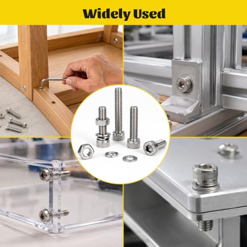 720pcs M3 Screws Assortment kit, Hex Socket Head Cap Bolts, Nuts & Washers Assorted Set M3x6/8/10/12/16/20/25/30 mm, 304 Stainless Steel Hardware Kit for DIY, 3D Printer - size: SS M3 720pcs