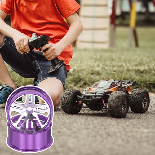 MECCANIXITY 4Pcs RC Car Wheel Rims, 23.5mm Dia 5-Spoke Purple Aluminum Alloy Wheel Rims Hex Hub for HSP RC Drift Racing Touring Car - color: Purple, size: 23.5mm Dia