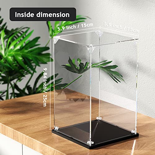 Clear Acrylic Display Case, Self-Assemble Showcase for Collectibles, Action Figures, Dolls- Alternative Glass Box for Commemorative Gifts (6x6x10 inch, 15x15x25 cm) - size: 6x6x10 inch, 15x15x25 cm