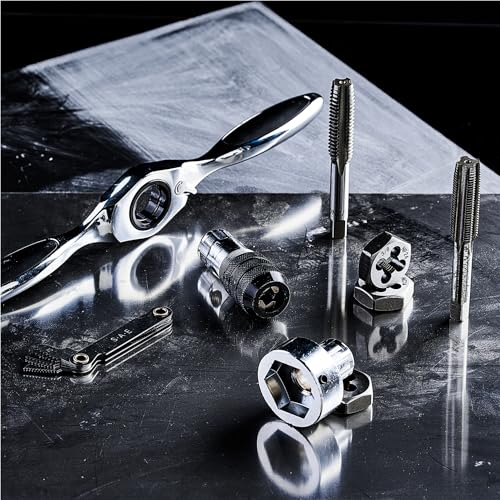 toolant 41-Piece SAE Ratcheting Tap and Die Set | Seventeen SAE taps, seventeen SAE dies, #4 to 1/2-inch range, 1/8 NPT tap, thread cutting and repair - size: 41pcs set