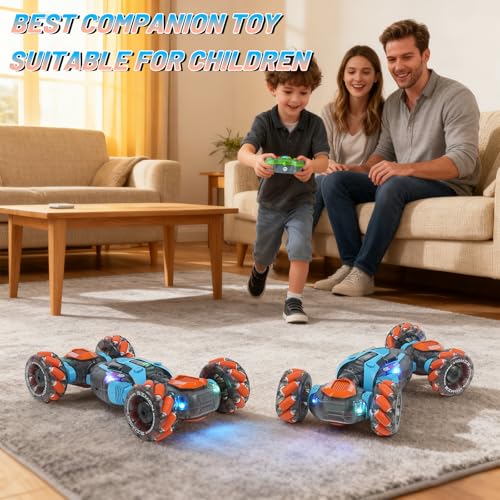 Remote Control Stunt Car for Kids - Gesture Sensing RC Twist Toys, Birthday Gifts for Boys Aged 5-7 8-12 Years Old, 2.4GHz Hand Controlled Off-Road Vehicle with Lights and Music
