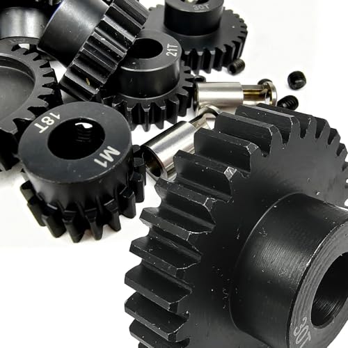 20T M1 8mm Steel Pinion Gear with 8mm to 5mm Adapter Shaft for Traxxas 1/5 X-MAXX 1/10 RC Car Buggy Truck, Available in 14T to 30T Mod 1 Motor Gear for Enhanced Performance and Durability - size: 20T