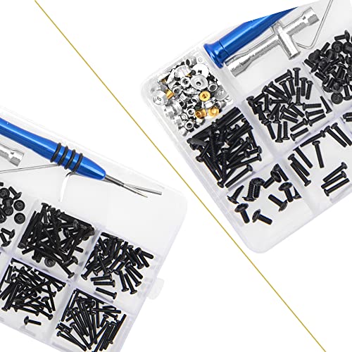 357Pcs Universal M2 M2.5 M3 RC Screws Kit Screw Fasteners Gasket Repair Tool Set Compatible with MN D90 D91 MN99S WPL C14 C24 B24 B36 1/12 1/16 RC Car