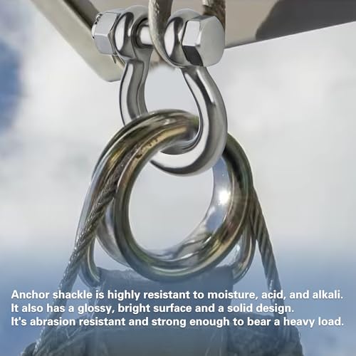 Stainless Steel D Ring Shackles 1/4" 5/16" 3/8" 1/2 inch 316 SS Heavy Duty Boat Anchor Shackle Marine Grade Bow Shackles with Cotter Pins - style: 5/16 inch 2 Pack(Bolt diameter 3/8 inch)