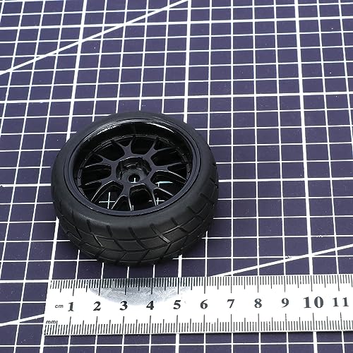 RCAWD Pre-Glued RC Wheel and Tires fit 12mm Hex Hub for 1/10 Redcat, Hpi, Tamiya, Associated, HSP,ExceedRC Series On Road Drift RC Car