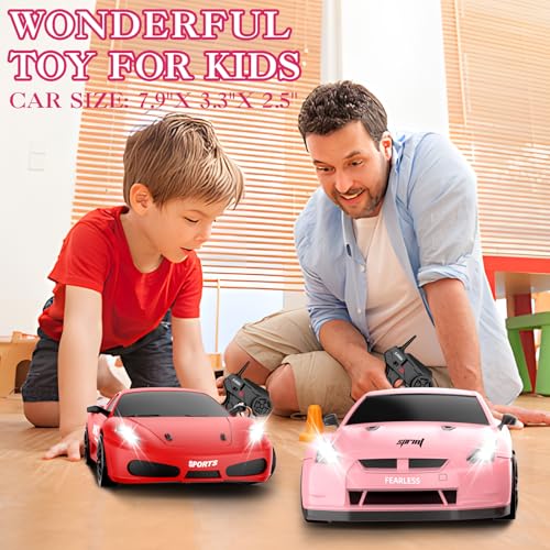 RC Drift Car, 1/24 Pink Remote Control Car for Girls, 2.4GHz 4WD High Speed Drifting RC Cars with LED Light and Drift Tires, Racing Toy Cars for Kids Adults Girl Boys, Pink - color: D.pink