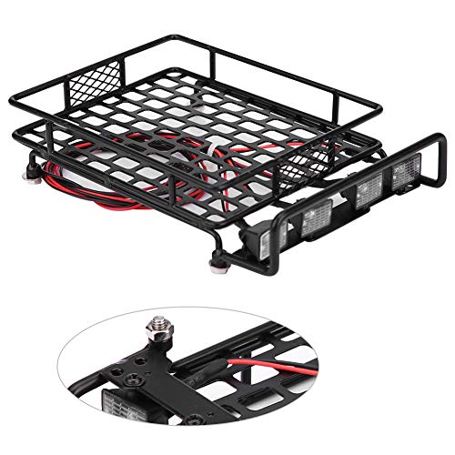 Large Size RC Roof Rack Luggage Carrier with 4 LED Lights, Metal Roof Rack for Axial SCX10 1/10 Scale RC Crawler Car, High Simulation Accessory with Quadrate Lighting (2 red 2 White) - size: 2 red 2 white