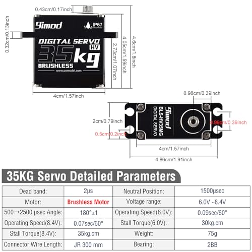 Waterproof 35KG High Torque RC Steering Servo Motor, Powerful & Fast Full Metal Gear Digital High Speed arduino servo for 1/8 1/10 1/12 RC Cars, Crawler, Truck, Buggy, Robotic, Control Angle 180° - size: 35kg 180°