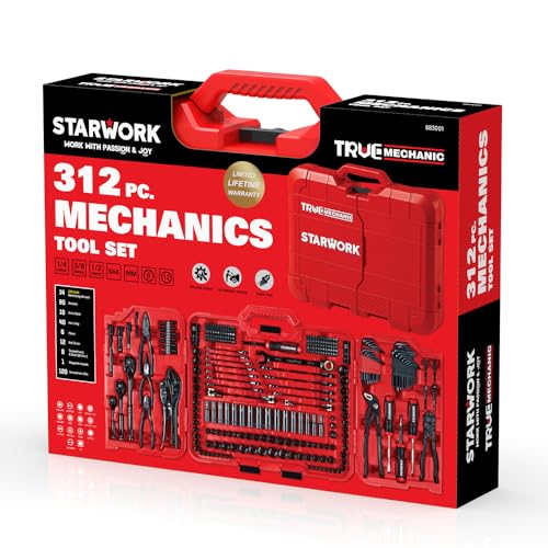 STARWORK TRUE MECHANIC 312-Piece Mechanics Tool Set and Socket Set, Professional, SAE/Metric - size: 312 PC