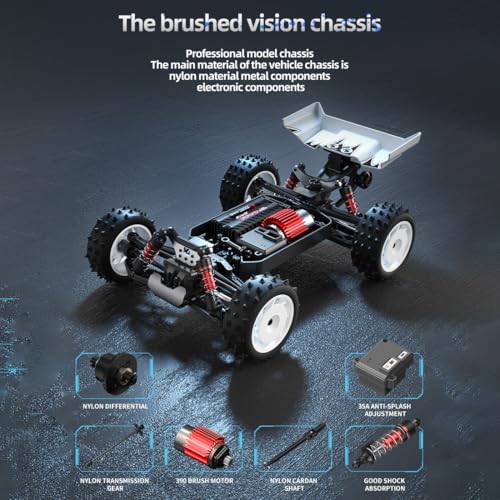1/16 Scale 4WD RC Off-Road Truck, 70KM/H Brushless Remote Control Car with Full Proportional Steering, All-Metal Bearing Gear Vehicle Model for Hobbyists