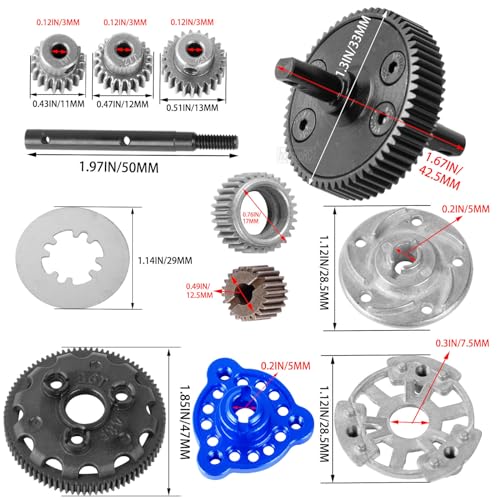 48P 86T Spur Gear&Slipper Clutch&Transmission Gear&Slipper Rebuild Kit&Pressure Plate Upgrades Part for 1/10 Slash 2WD(VXL),Rustler/Stampede/Bandit 2WD(VXL) Hops up,Navy Blue - color: Navy Blue(Upgrades Part)