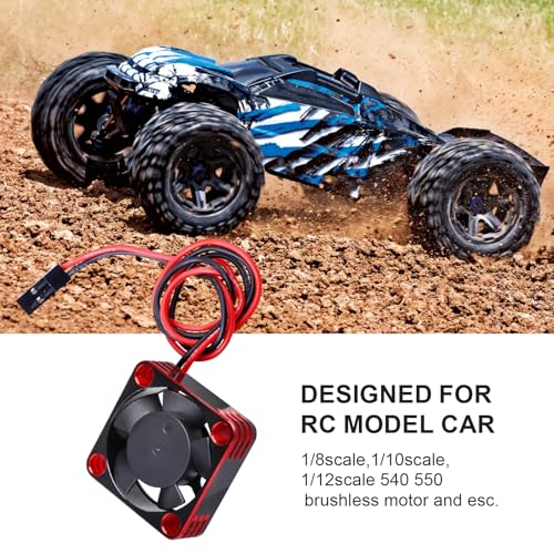 RC Motor Fan 30mm x 30mm Heatsink ESC Cooling Fan for 1/8 1/10 1/12 RC Car 540 550 Brushless Motor (Black-Red) - color: Black-Red
