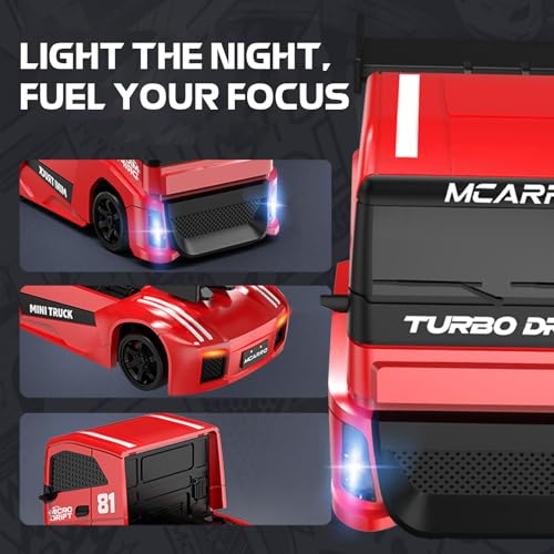 ARRIS 1/87 Micro Desktop RC Drift Car 4WD with Semi-Proportional Control | 12-Step Baked Paint, LED Lights, High Detail Scale Model, Pocket Size Fun - color: Blaze Red