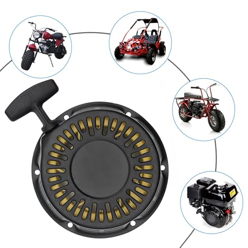 Strongthium 212cc 196cc Pull Start Recoil Starter Assembly | for Predator Rato Coleman Ct200u Bt200x Trail 6.5HP 7HP Go Kart Mini Bike Generator - size: Black