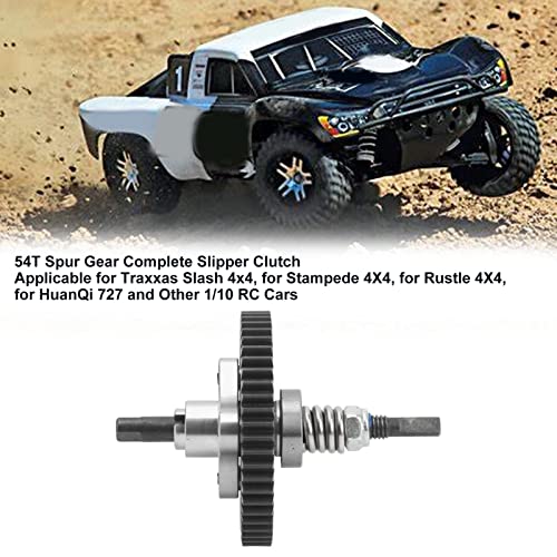 Generic 54T Spur Gear Complete Slipper Clutch Assembly, Aluminum Steel Differential Gear Assembly, RC Cars with Accuracy Manufactured Teeth, Ideal for Slash 4x4, Rustler, HuanQi 727 (Silver) - color: Silver