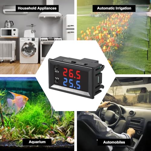 4pcs DC 12V Electronic Temperature Controller Programmable -50 to 110 ℃ Heating/Cooling Thermostat Control Switch Module NTC Waterproof Sensor Probe Dual Color LED Display Monitor