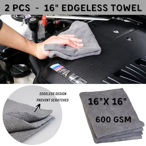 7PACK Car Engine Bay Details Cleaning Kit, Soft-bristled Engine Surface Brush,Long&Slim Bendable Brush, Edgeless Drying Towel,Finger Microfiber Applicator, Deep Cleans Engine Bay Hard to Reach Place