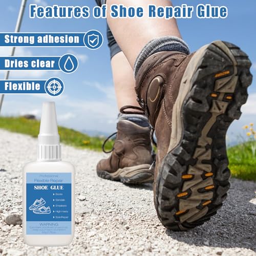 50g Shoe Glue with Nozzles, Clear Quick Dry Waterproof Shoe Repair Glue Strength Adhesive Super Glue Repair for Boots Sneakers Heels Hiking Shoes Leathers Handbags Sandals Rubber Soles - style: 50g Shoe Glue