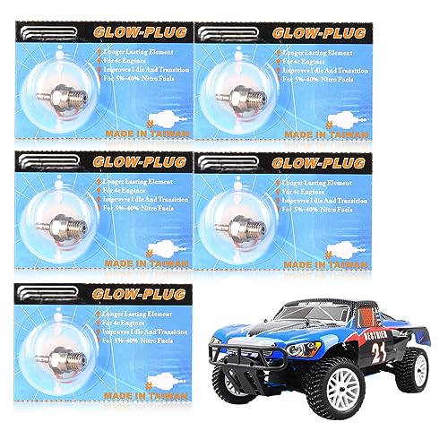N3 N4 Hot Spark Glow Plug for RC Nitro Engines Car Truck Buggy Pack of 5,N4 Spark Plugs for Traxas T-maxx Kyosho HSP1 HPI Redcat, Powerful 70117 Nitro Engine Parts Replace OS 8
