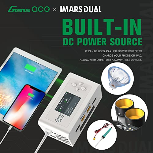 Gens Ace Lipo Battery Charger Imars Dual Smart Lipo Charger 15A AC 200W DC 600W RC Charger(White)