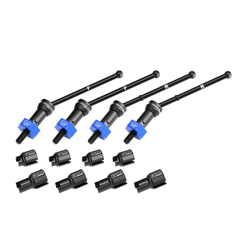 GPM 4140 Carbon Steel Front & Rear Cvd Drive Shafts with Alloy 7075 Wheel Hex (Pins Thickened 2Mm) for 1/18 4Wd Granite Grom Mega 380 Brushed 4X4 Monster Truck-Ara2102 (Blue) - color: Blue