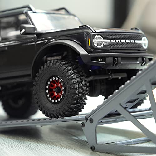 INJORA 1.0 Beadlock Wheel S5 Super Soft Sticky Crawler Tires for TRX4M Axial AX24 SCX24 FCX24 Enduro24 Upgrade, 57 * 22mm(Red) - color: Red