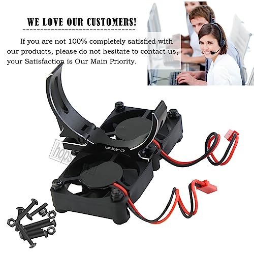 Motor Cooling Fan with 47-49mm Adjustable Mount Upgrades Part for 1/8 1/5 Infraction,Felony,Limitless,4985 1717 Motor,Aluminum 4010 High Speed Cooling Dual Fans 15000 RPM Heatsink,Black - color: Black/Cooling Fan