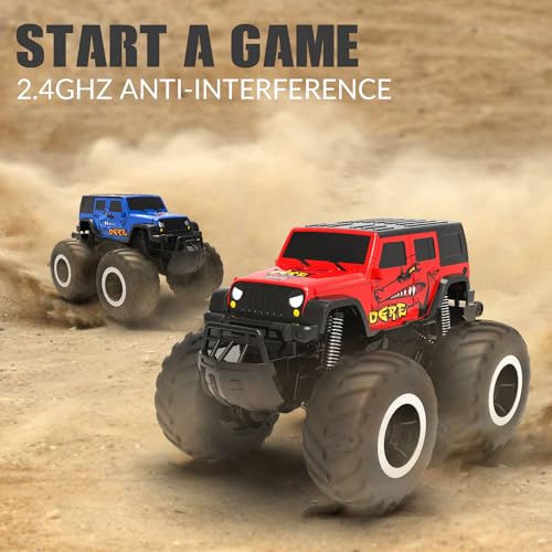 STEMTRON Amphibious Remote Control Car 1:16 All Terrain RC Monster Truck | 2.4GHz, 360° Spin, Double-Sided Water Driving, Pool & Beach Off-Road RC Car Toy, Gift for Kids - color: Red Suv, size: 1:16 Scale