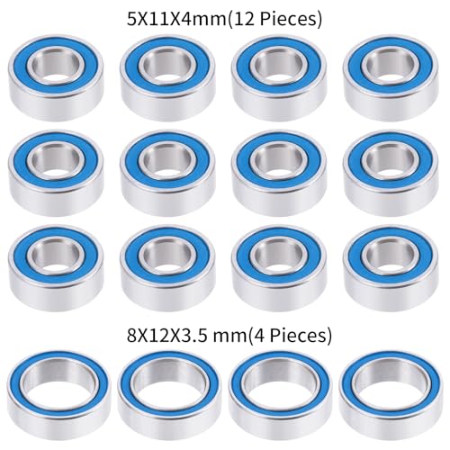 16pcs Steel Rubber Sealed Bearing Kit for Tamiya TT-02B Plasma EdgeII | Neo Scorcher 4wd Buggy Dual Ridge RC Car Upgrade