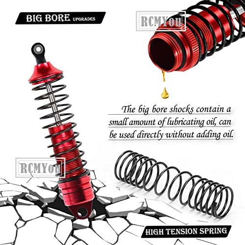 RC Shocks Absorber Upgrades Part for 1/10 Lasernut U4, Tenacity DB Pro,TENACITY TT Pro 4WD SCT,4PCS Aluminum Front Rear Big Bore RC Shocks Damper,90mm 100mm Metal Hop Ups,#LOS233011,Red - color: Red - 4pcs