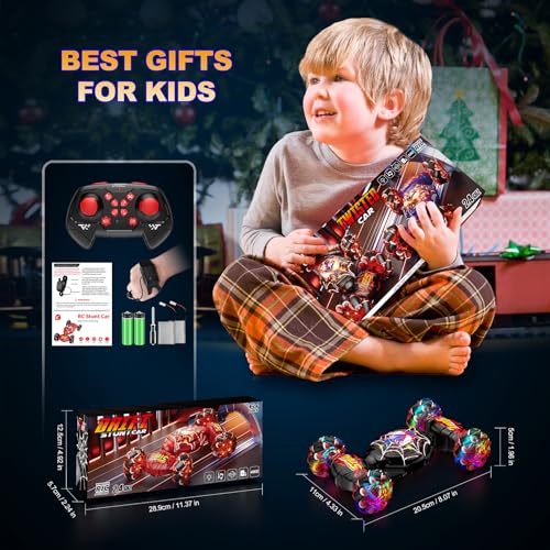 Nikuku Gesture Sensing RC Stunt Car - 4WD Hand Controlled Remote Control Car with 360° Rotation, 2.4GHz Drift Toy for Kids Ages 6 7 8-12 13 Year Olds - Best Birthday Gifts for Boys Girls - color: Black