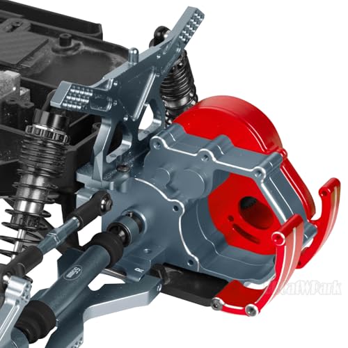 Transmission Case Gearbox w/Spur Gear Upgrades Part for 1/10 Slash/Stampede/Bandit/Rustler 2WD (VXL),RC Aluminum Transmission Gearbox Hops Up,Red & Titanium - color: Red - (Gear Gearbox)